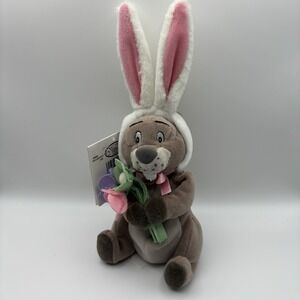 Disney Winnie The Pooh Gopher W/ Easter Bunny Ears Flowers Plush Stuffed Animal